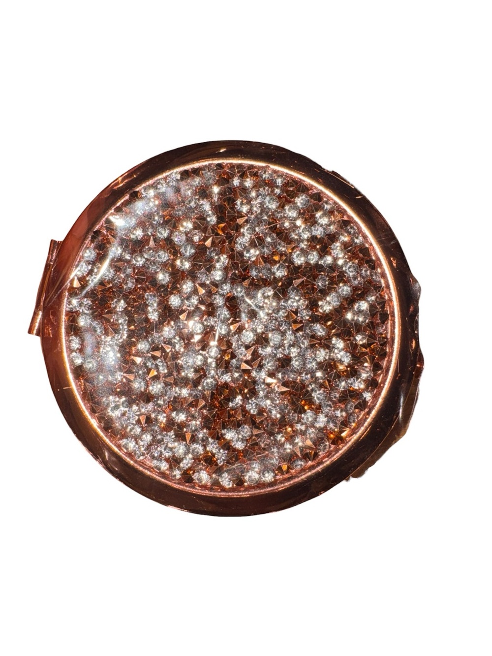 Sparkling Rose-Gold Crystal Compact Mirror